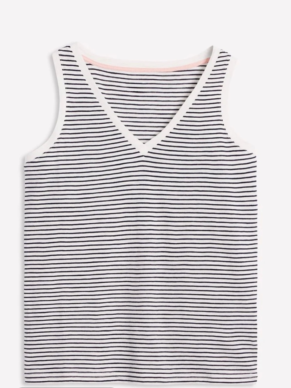 Boden Navy & White Striped V-Neck Tank Top, size large
